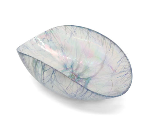 Ciotola in Vetro di Murano Cartoccio Artico – Yalos Murano, Madreperlato, 16 × 11 × h 8 cm