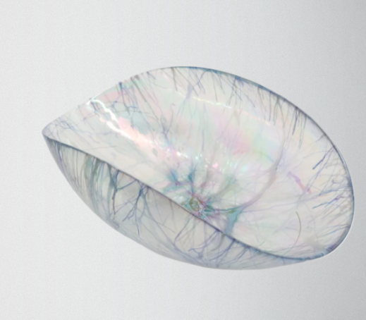 Ciotola in Vetro di Murano Cartoccio Artico – Yalos Murano, Madreperlato, 16 × 11 × h 8 cm - immagine 3
