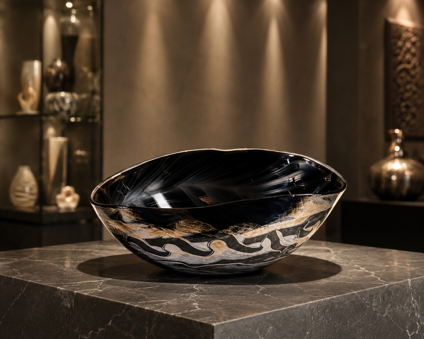 Cartoccio Mignon Black Silver Ciotola in Vetro di Murano Fatta a Mano – Yalos Murano