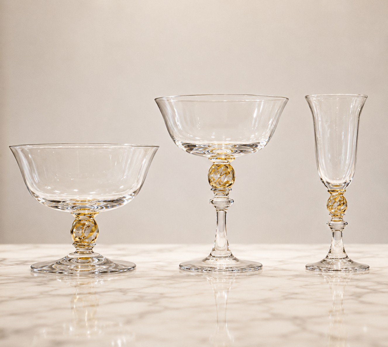 Calici, Caraffa e Coppe Decorative – Collezione A/81 in Vetro di Murano con Foglia d’Oro 24 kt | NasonMoretti - immagine 2