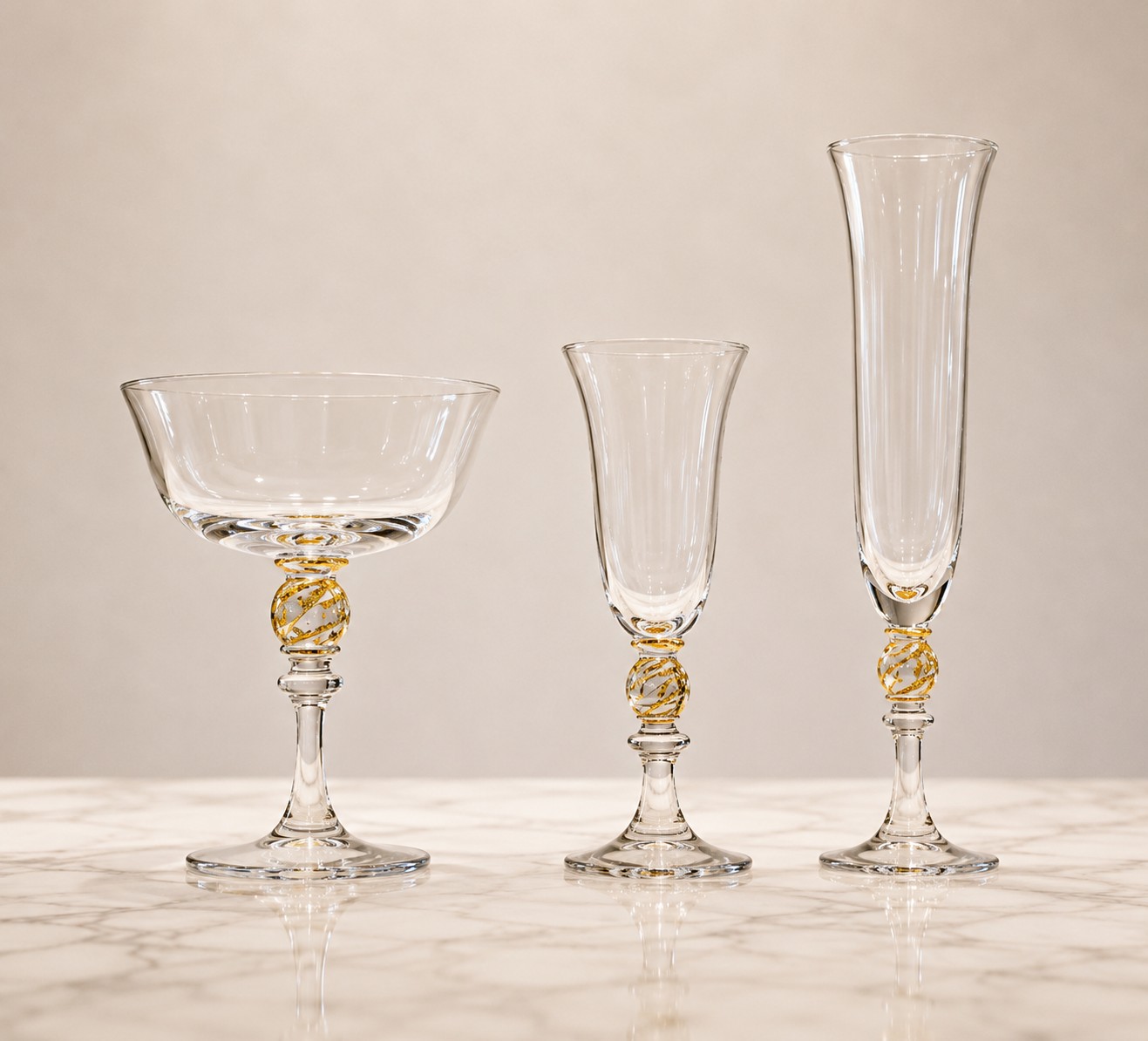 Calici, Caraffa e Coppe Decorative – Collezione A/81 in Vetro di Murano con Foglia d’Oro 24 kt | NasonMoretti - immagine 3