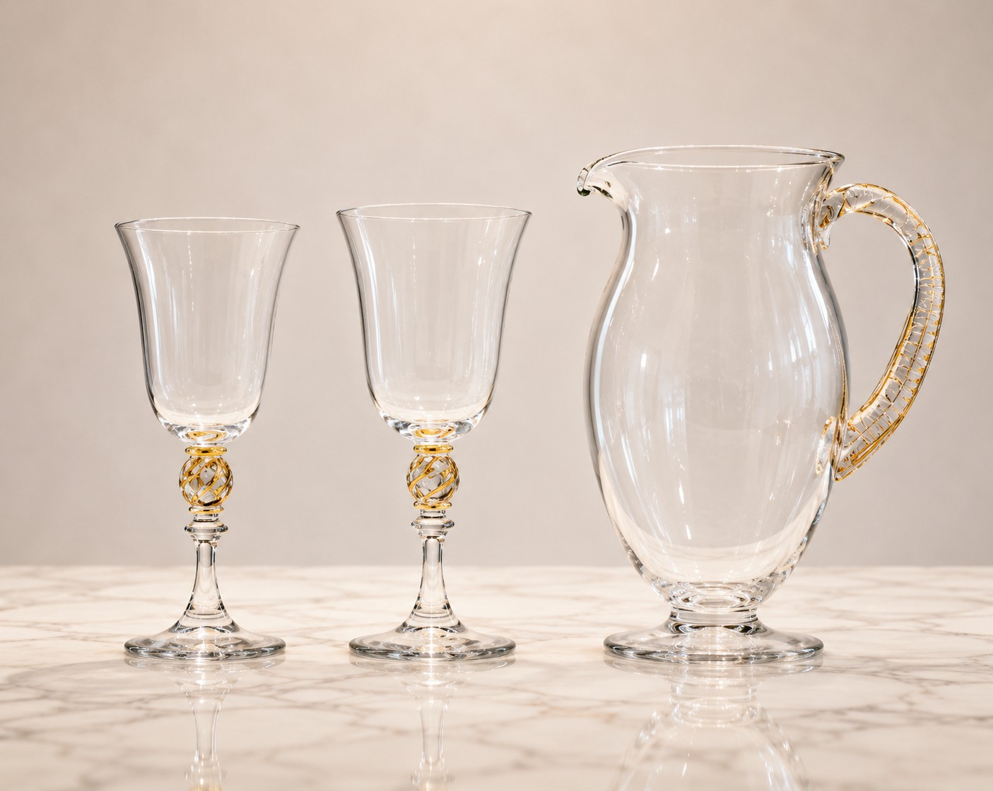 Calici, Caraffa e Coppe Decorative – Collezione A/81 in Vetro di Murano con Foglia d’Oro 24 kt | NasonMoretti - immagine 5
