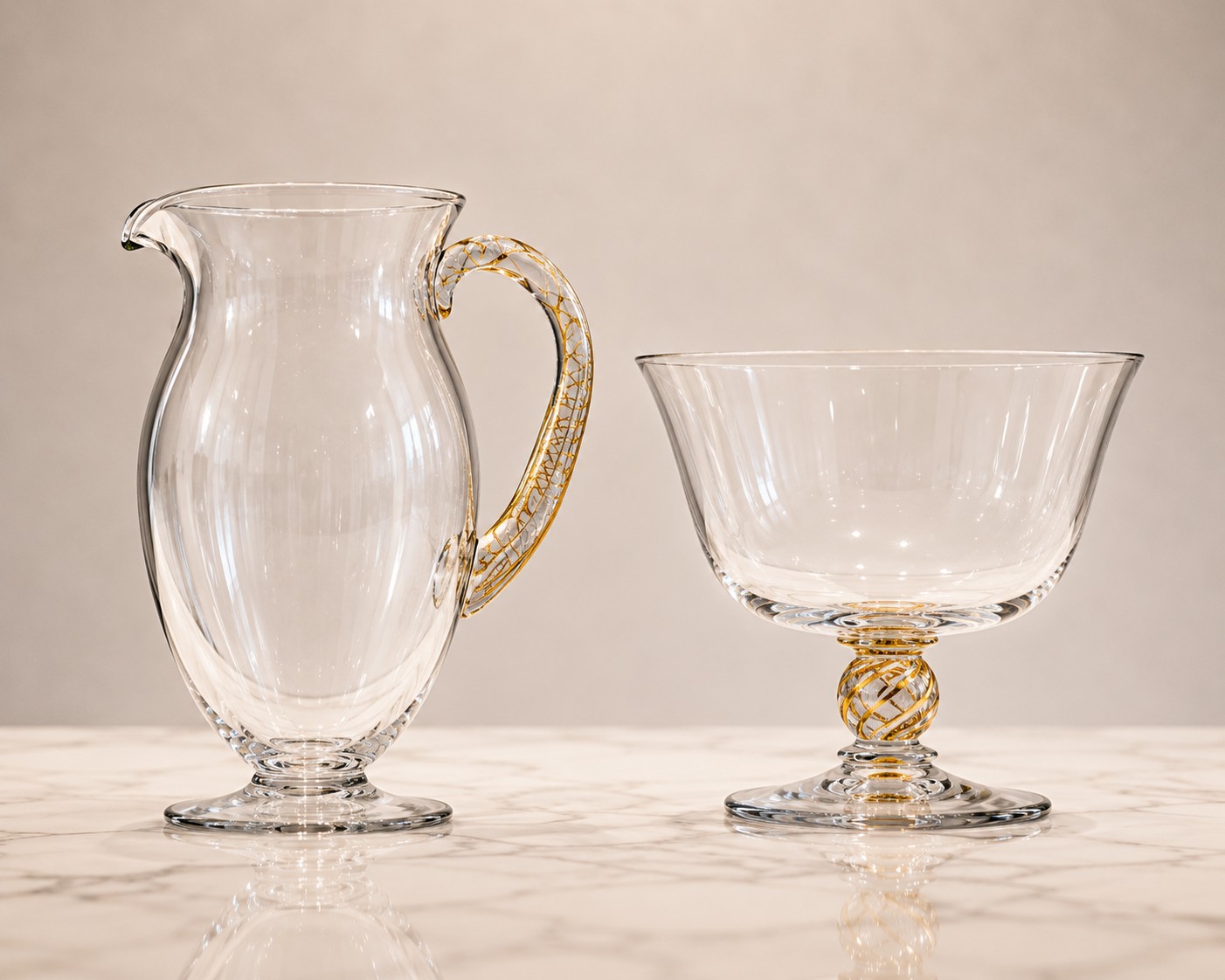 Calici, Caraffa e Coppe Decorative – Collezione A/81 in Vetro di Murano con Foglia d’Oro 24 kt | NasonMoretti - immagine 6