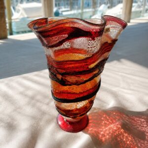 Vaso Etna Rosso in Vetro Artistico di Murano – Scultura Decorativa