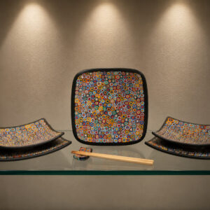 Piatto quadrato "Millefiori" in Murrine Multicolor 14 × 14 cm. Collezione Frame – Ercole Moretti