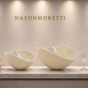 Set 3 Coppe Shell Mono Ivory in Vetro Artistico di Murano Yalos