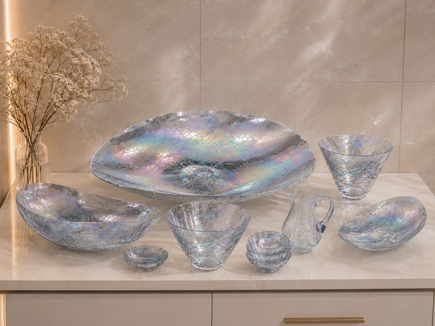 Grandi Centrotavola e Vasi in Vetro di Murano – Set Completo 9 Pezzi | Artico Yalos Murano - immagine 13