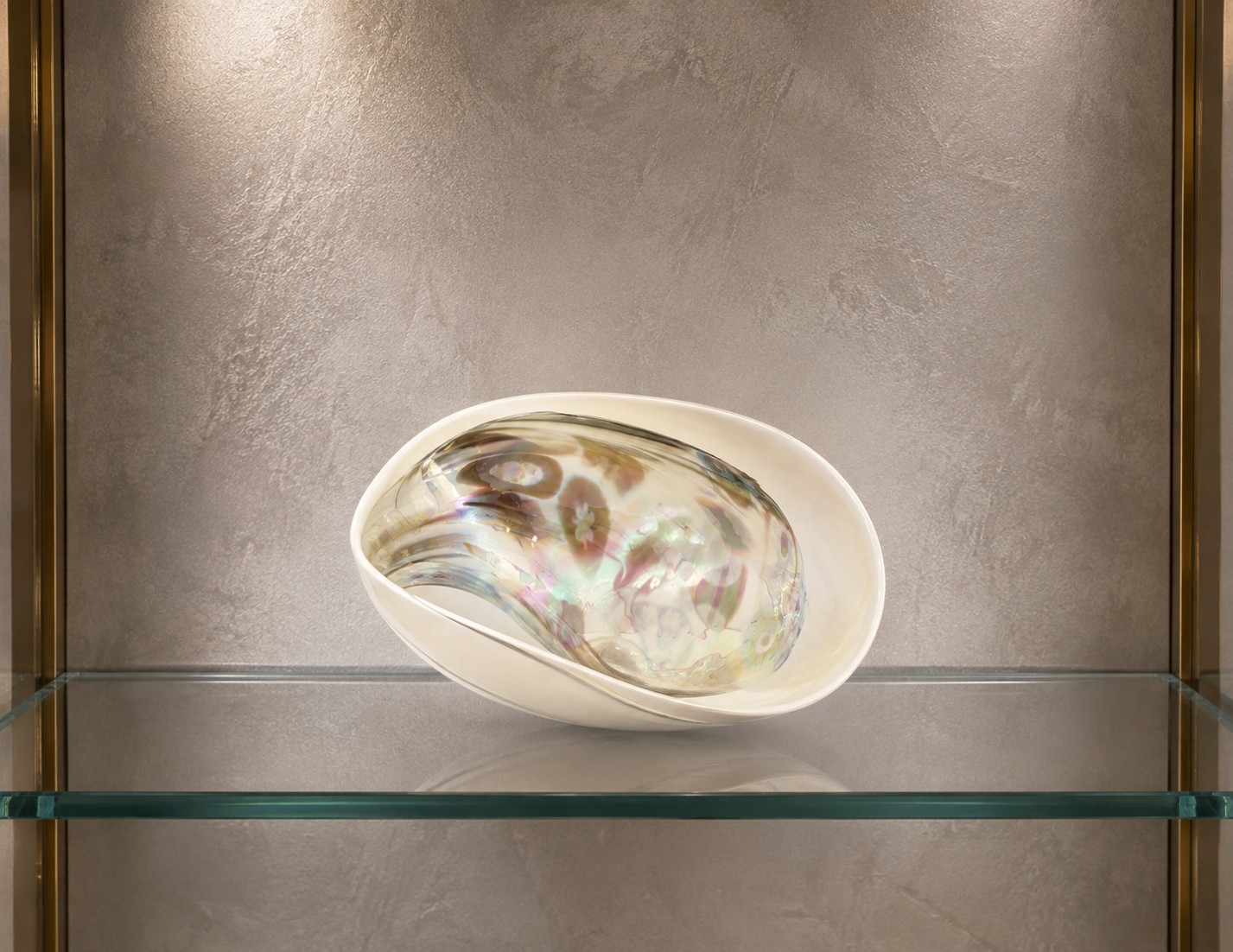Cartoccio Fossile Yalos Murano – Ciotola Centrotavola in Vetro di Murano con Murrine e Madreperla - immagine 12