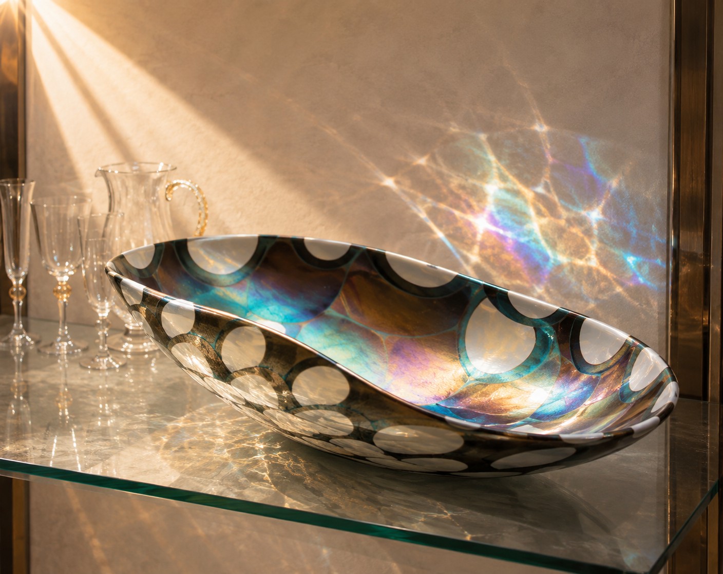 Cartoccio Turtle Turchese Yalos Murano – Grande Ciotola Centrotavola in Vetro di Murano - immagine 4