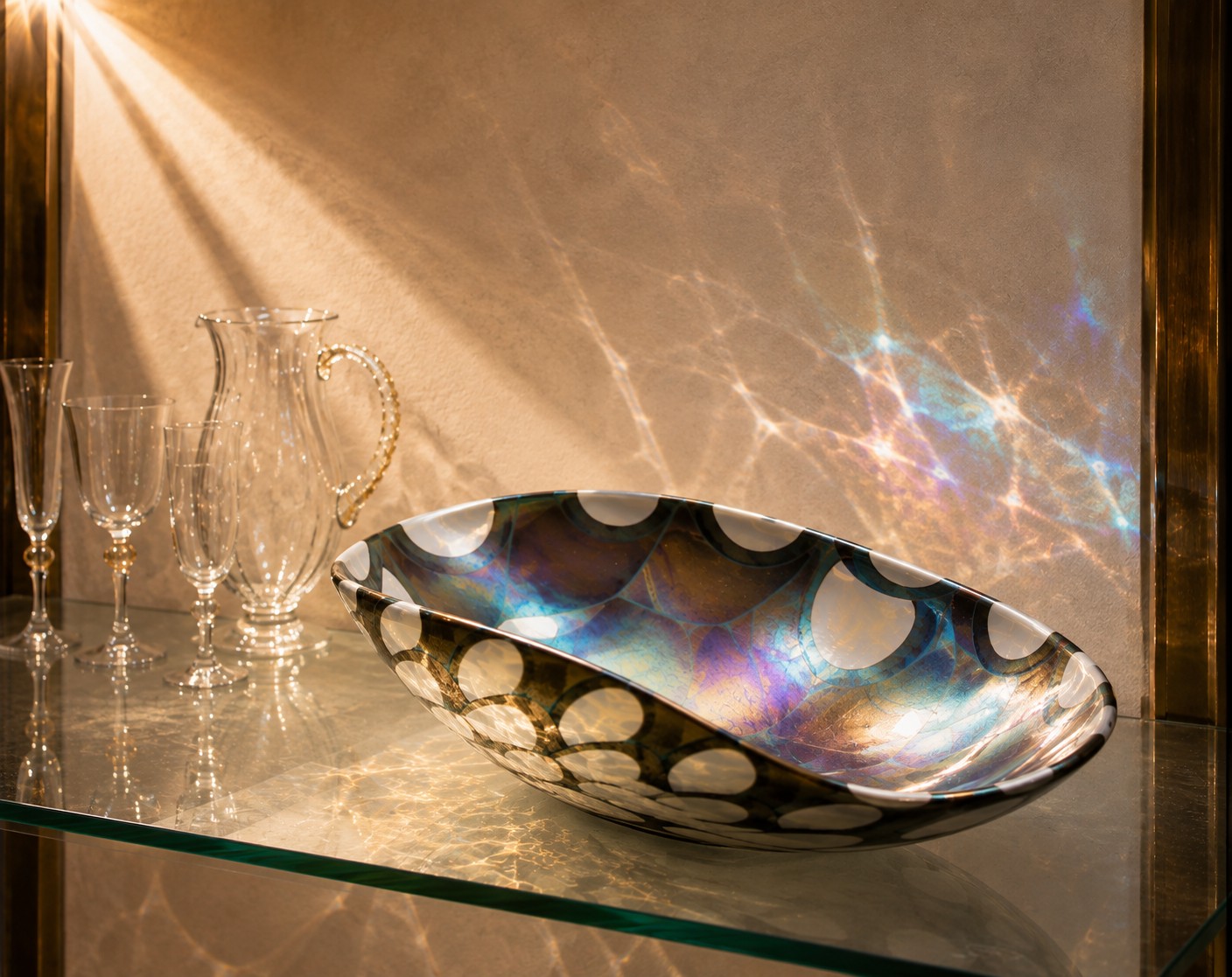 Cartoccio Turtle Turchese Yalos Murano – Grande Ciotola Centrotavola in Vetro di Murano - immagine 3