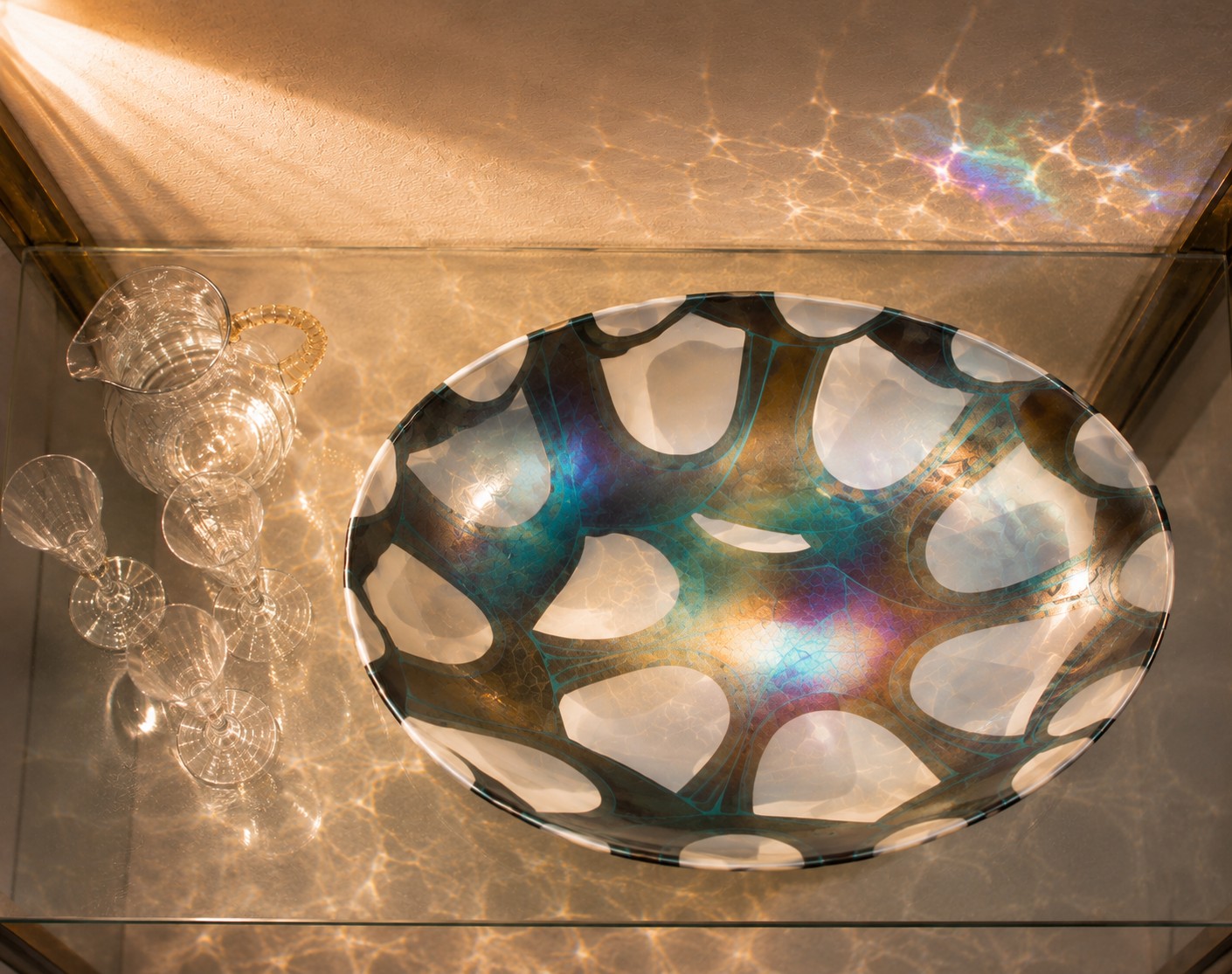 Cartoccio Turtle Turchese Yalos Murano – Grande Ciotola Centrotavola in Vetro di Murano - immagine 6