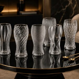 MARILYN NasonMoretti – Set 6 Bicchieri da Birra in Vetro di Murano con Texture Assortite