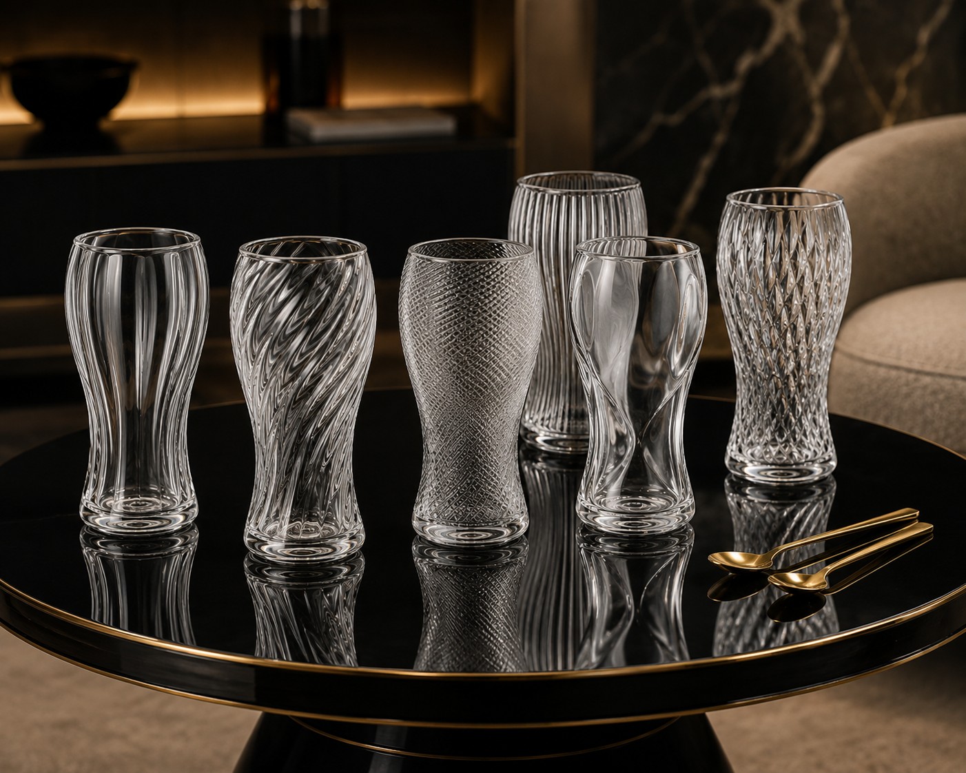MARILYN NasonMoretti – Set 6 Bicchieri da Birra in Vetro di Murano con Texture Assortite