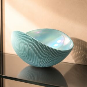 Shell Mono Turquoise Mignon Yalos Murano – Ciotolina a Conchiglia in Vetro di Murano, Bomboniera con Effetto Madreperla