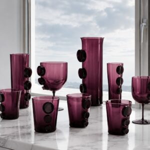 VENTHOUSE NasonMoretti by Maria Grazia Rosin – Servizio Bicchieri e Caraffa in Vetro di Murano Violetto
